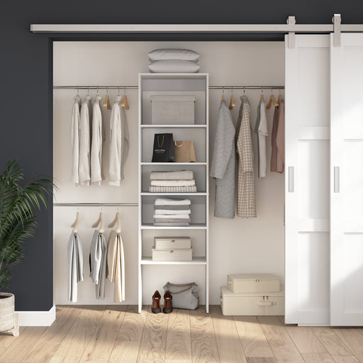 Modubox Carina Closet 24W 5 Shelf Closet Organizer with Clothing Rods in White