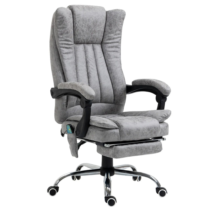 Aosom Vinsetto office Chair 6-Point Vibration Massage Chair Micro Fibre Recliner with Retractable Footrest in Grey