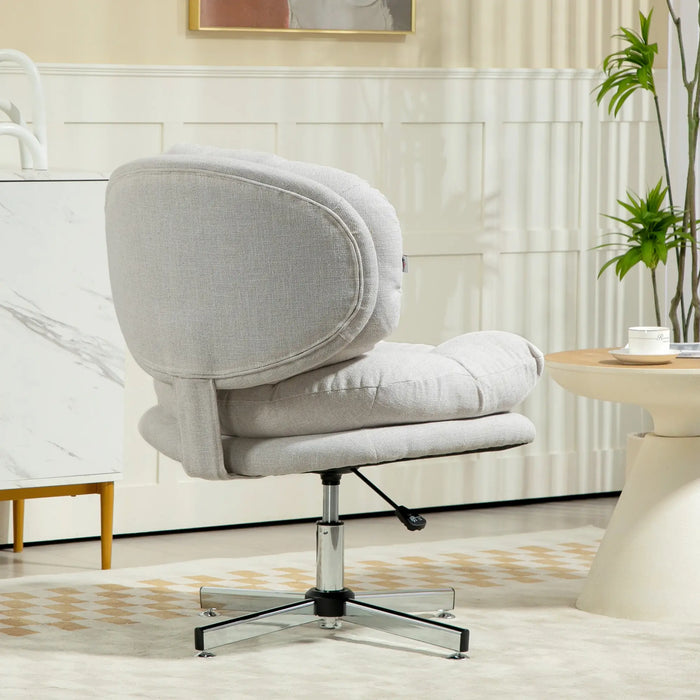 Aosom Homcom Computer Desk Chair, Armless office Chair with Wide Padded Seat and Adjustable Heig in Cream White