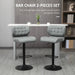 Aosom Homcom Swivel Pu Leather Barstools Set of 2 Adjustable Bar Stools with Footrest Back For Kitchen Counter Dining Room in Grey