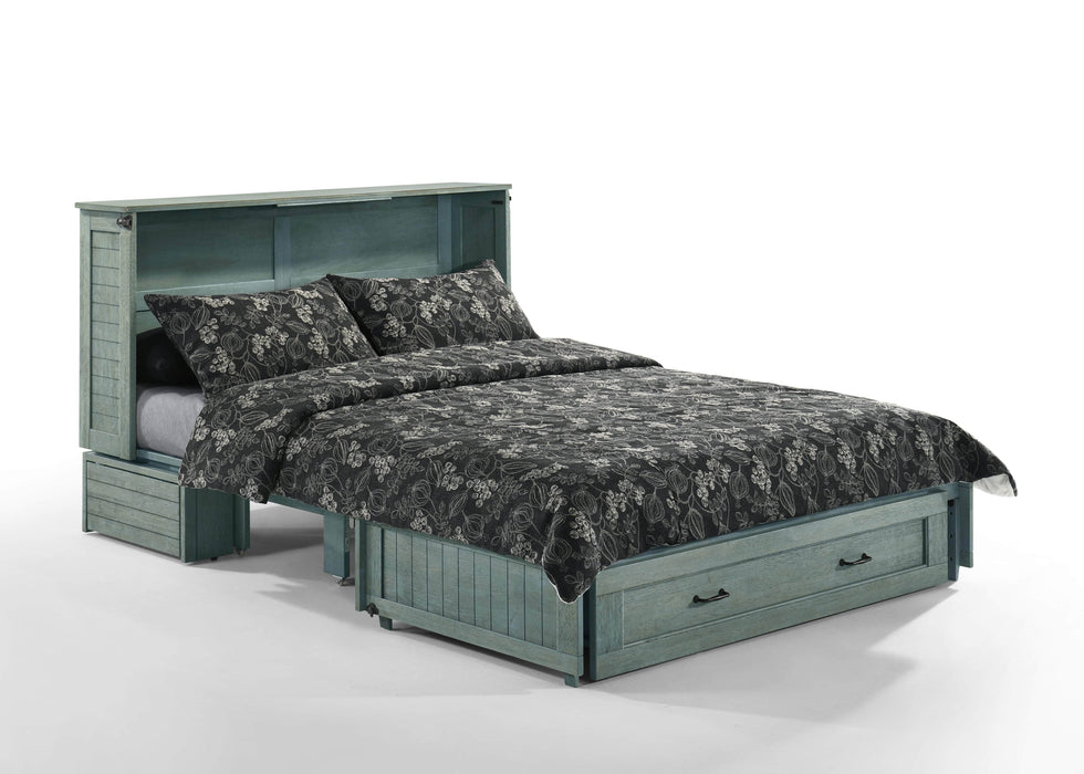 Night and Day Murphy Cabinet Bed Antique Blue Poppy Cabinet Murphy Bed with Queen Gel Memory Foam Mattress - Available in 7 Colours