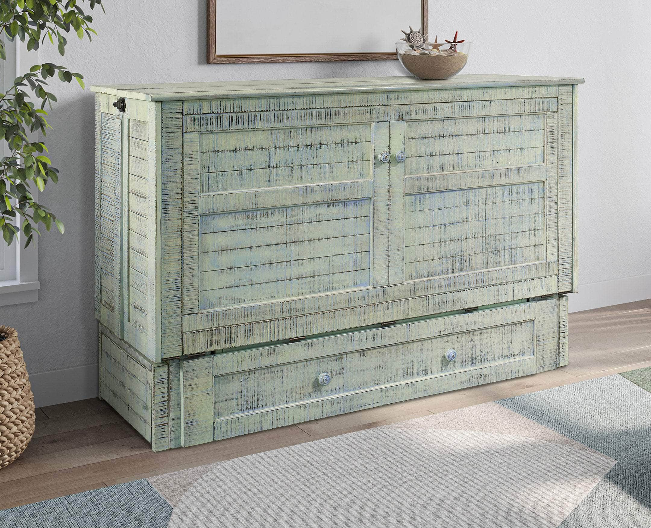 Night and Day Murphy Cabinet Bed Seafoam Poppy Cabinet Murphy Bed with Queen Gel Memory Foam Mattress - Available in 4 Colours