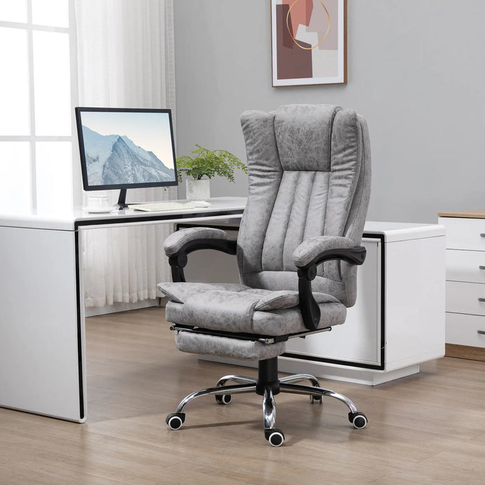 Aosom Vinsetto office Chair 6-Point Vibration Massage Chair Micro Fibre Recliner with Retractable Footrest in Grey