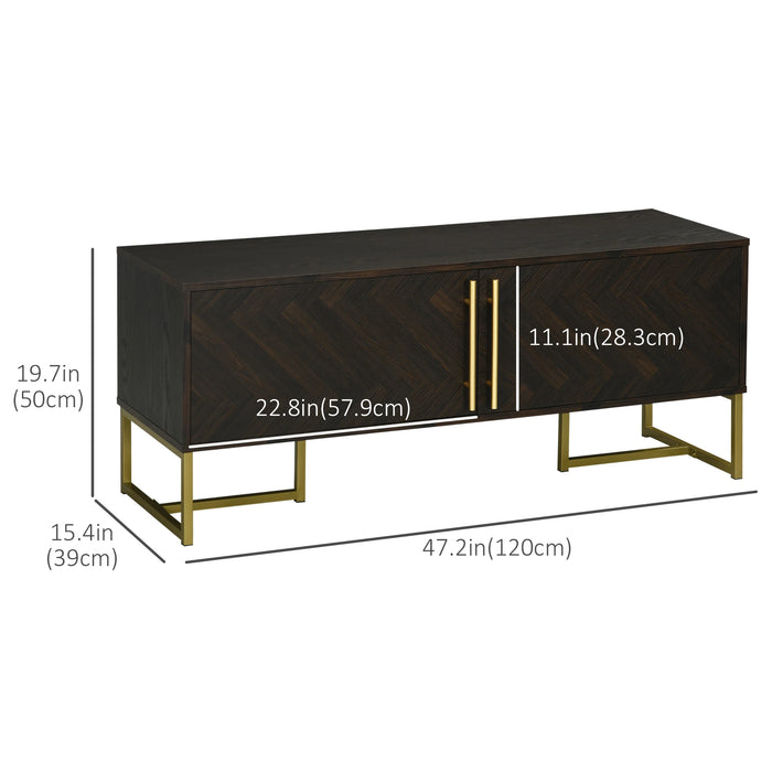 Aosom Homcom Tv Stand For 55 inches, Tv Cabinet with 2 Door Cabinets, 2 Cable Managements and Adjustable Shelves, Natural