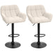 Aosom Homcom Swivel Barstools Set of 2 Adjustable Bar Stools with Footrest Armrests and Pu Leather Back For Dining Roo in Cream White