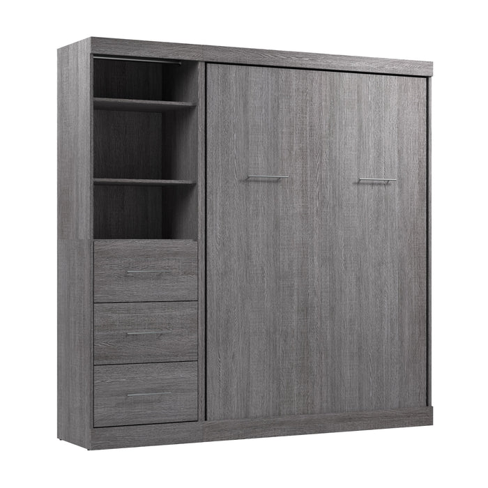 Modubox Nebula Full Murphy Bed and Closet Organizer with Drawers (84W) in Bark Grey