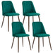 Aosom Homcom Upholstered Dining Chairs Set of 4, Velvet Accent Chair with Back and Wood-Grain Steel Leg For Kitch in Green