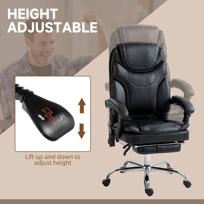 Aosom Vinsetto 6 Point Vibration Massage office Chair, Pu Leather Heated Reclining Computer Chair with Footrest in Black