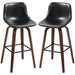 Aosom Homcom Bar Height Bar Stools Set of 2, Mid-Back Bar Chairs with Pu Leather Upholstery and Solid Wood Legs For Kitchen in Black