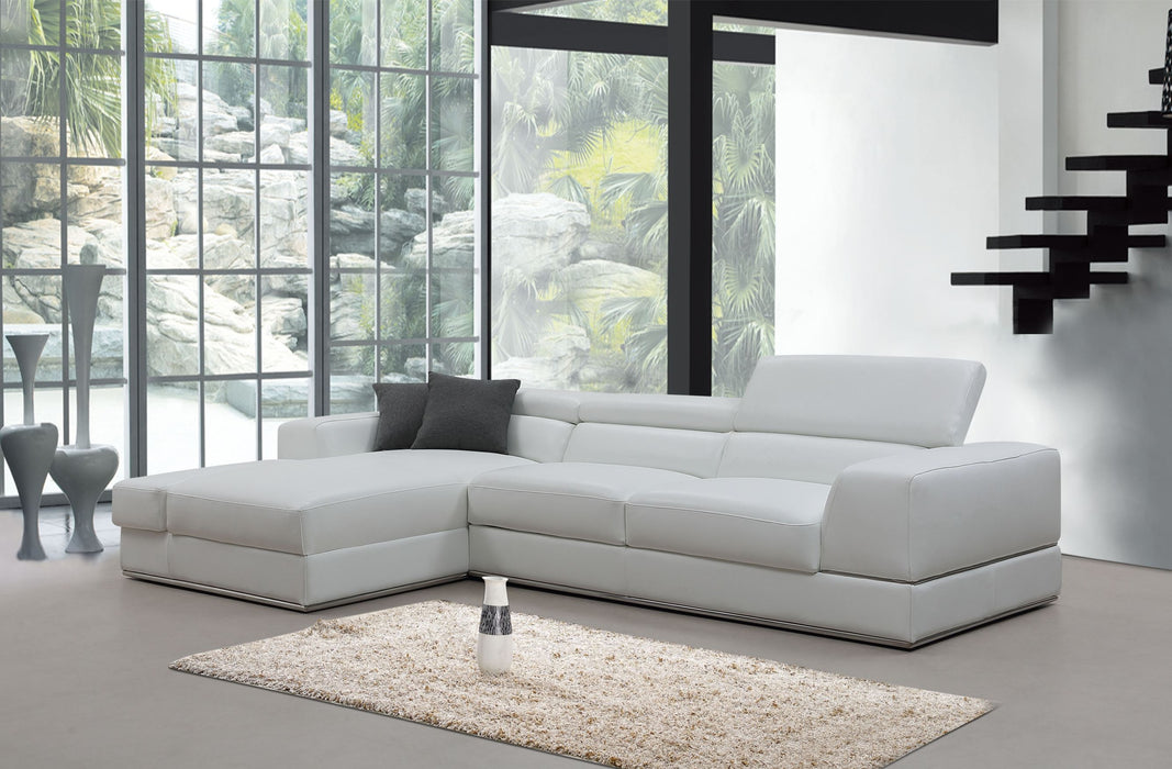 Divani Casa Pella Mini Modern Italian Leather L-Shaped Sectional Sofa - Available in 3 Colours and 2 Configurations