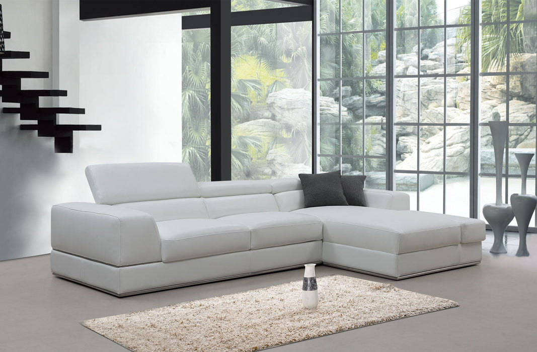 Divani Casa Pella Mini Modern Italian Leather L-Shaped Sectional Sofa - Available in 3 Colours and 2 Configurations