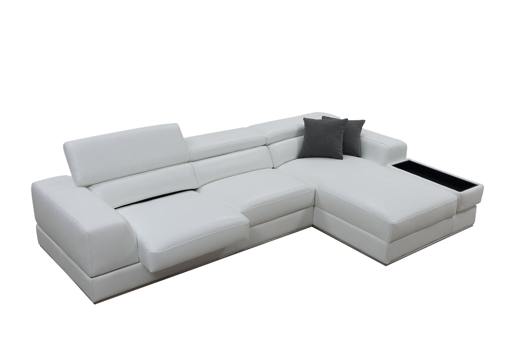 Divani Casa Pella Mini Modern Italian Leather L-Shaped Sectional Sofa - Available in 3 Colours and 2 Configurations