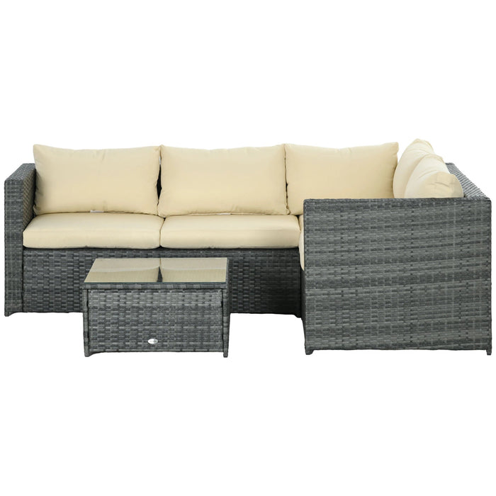 Pending - Aosom Beige Outsunny 3 Pieces Rattan Wicker Outdoor Conversation Furniture Set W/ Loveseats Coffee Table Cushions For Garden, Patio - Available in 2 Colours