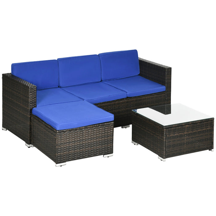 Pending - Aosom Brown, Blue Outsunny 3 Pieces Patio Furniture Set with Cushions, Outdoor Pe Rattan Wicker Conversation Corner Sofa Set with Glass Top Table and Adjustable Foot - Available in 3 Colours