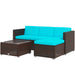 Pending - Aosom Brown, Turquoise Outsunny 3 Pieces Patio Furniture Set with Cushions, Outdoor Pe Rattan Wicker Conversation Corner Sofa Set with Glass Top Table and Adjustable Foot - Available in 3 Colours