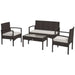 Pending - Aosom Brown, White Outsunny 4 Pieces Patio Furniture Set with Loveseat Sofa, Armchairs, Glass Table, Outdoor Wicker Conversation Sofa Set, Grey - Available in 2 Colours