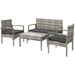 Pending - Aosom Mixed Grey, Grey Outsunny 4 Pieces Patio Furniture Set with Loveseat Sofa, Armchairs, Glass Table, Outdoor Wicker Conversation Sofa Set, Grey - Available in 2 Colours