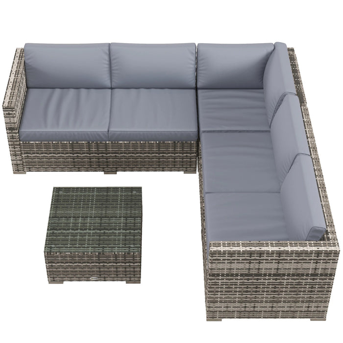 Pending - Aosom Mixed Grey Outsunny 4 Pieces Rattan Wicker Outdoor Conversation Furniture Set W/ Corner Sofa Loveseats Coffee Table Cushions - Available in 2 Colours