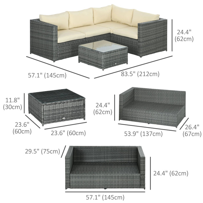 Pending - Aosom Outsunny 3 Pieces Rattan Wicker Outdoor Conversation Furniture Set W/ Loveseats Coffee Table Cushions For Garden, Patio - Available in 2 Colours