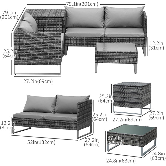 Pending - Aosom Outsunny 4 Piece Patio Furniture Set with Coffee Table and Corner Table For Backyard, Porch, Poolside, Balcony, Garden