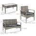 Pending - Aosom Outsunny 4 Pieces Patio Furniture Set with Loveseat Sofa, Armchairs, Glass Table, Outdoor Wicker Conversation Sofa Set, Grey - Available in 2 Colours