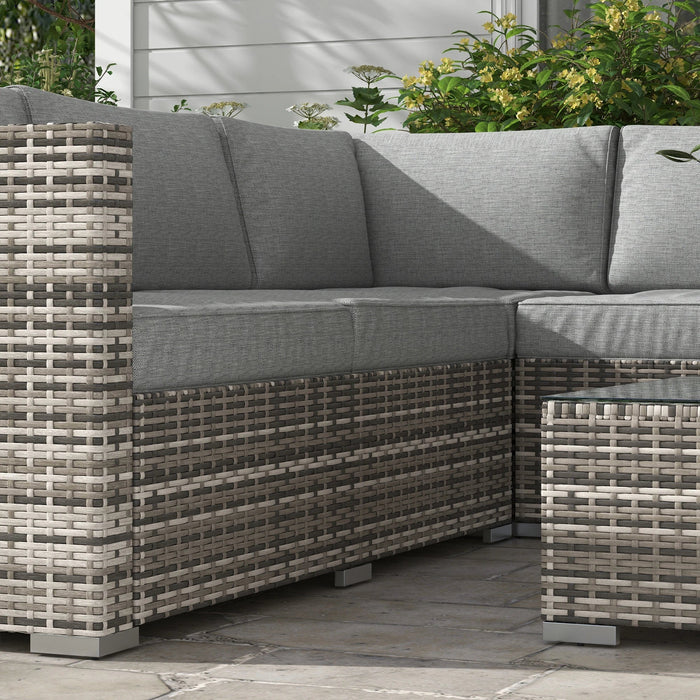 Pending - Aosom Outsunny 4 Pieces Rattan Wicker Outdoor Conversation Furniture Set W/ Corner Sofa Loveseats Coffee Table Cushions - Available in 2 Colours