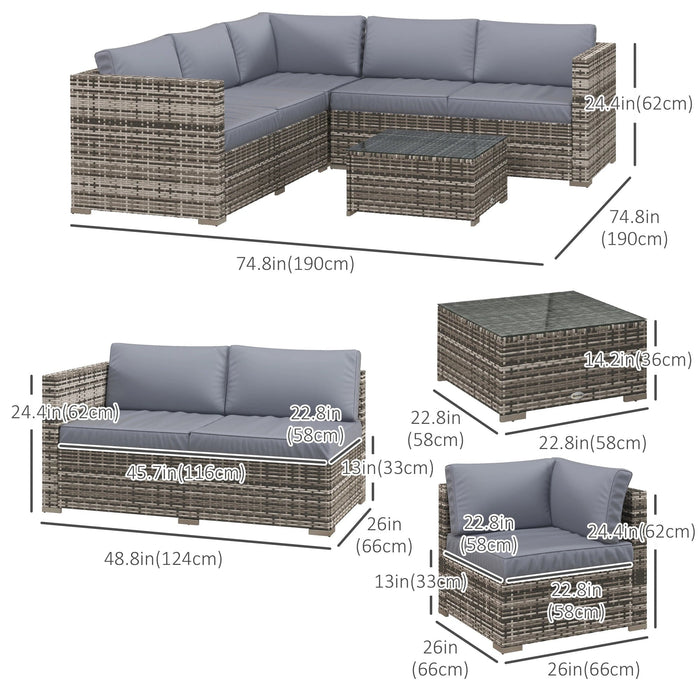 Pending - Aosom Outsunny 4 Pieces Rattan Wicker Outdoor Conversation Furniture Set W/ Corner Sofa Loveseats Coffee Table Cushions - Available in 2 Colours