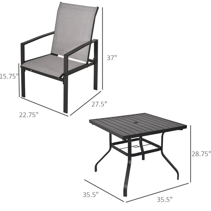 Pending - Aosom Outsunny 5Pc Patio Garden Table Set Outdoor Furniture Dining Set W/ Metal Slat Finish and 1.75" Umbrella Hole For Backyard Porch, Grey