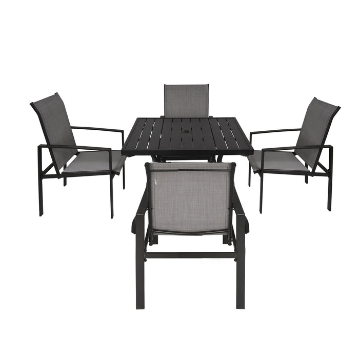 Pending - Aosom Outsunny 5Pc Patio Garden Table Set Outdoor Furniture Dining Set W/ Metal Slat Finish and 1.75" Umbrella Hole For Backyard Porch, Grey