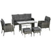 Pending - Aosom Outsunny 6 Piece Patio Furniture Set with Patio Chairs, Ottomans, Sofa, Glass Top Table and Cushions, Sectional Wicker Rattan Conversation Set For Backyard, Porch, Grey