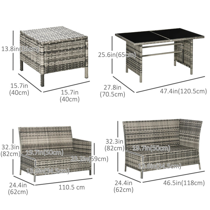 Pending - Aosom Outsunny 6Pcs Outdoor Rattan Sofa Set Garden Wicker Sectional Couch Furniture Set with Dining Table and Chair White - Available in 6 Colours