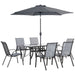 Pending - Aosom Outsunny 8 Pieces Patio Dining Set with Umbrella, 6 Chairs and Table, Grey - Available in 2 Colours