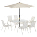 Pending - Aosom Outsunny 8 Pieces Patio Dining Set with Umbrella, 6 Chairs and Table, Grey - Available in 2 Colours