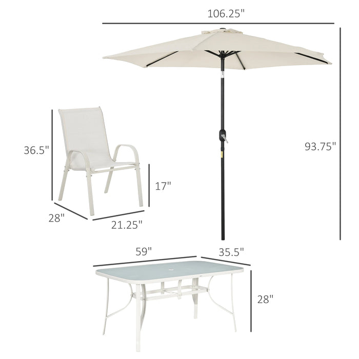 Pending - Aosom Outsunny 8 Pieces Patio Dining Set with Umbrella, 6 Chairs and Table, Grey - Available in 2 Colours