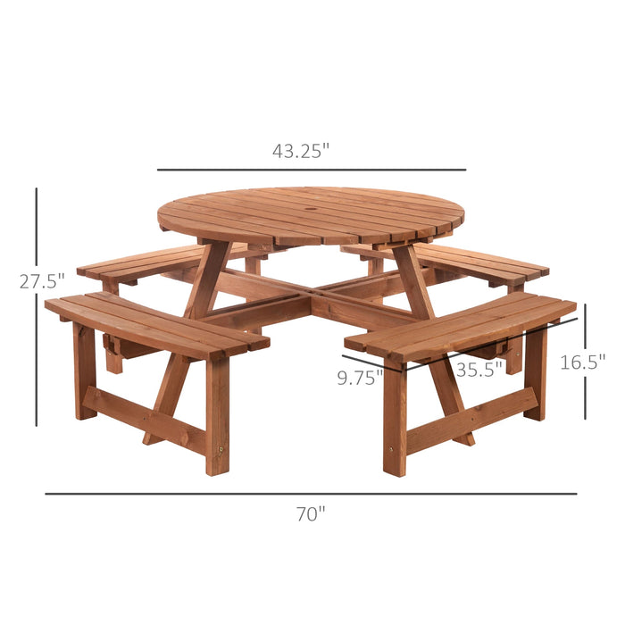 Pending - Aosom Outsunny 8 Seater Round Wooden Pub Bench & Picnic Table Garden Chair Dining Table Set For Outdoor Patio Deck Furniture