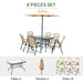 Pending - Aosom Outsunny 8Pc Patio Garden Texteline Dining Set Outdoor Bistro Furniture 6 Folding Chairs with Table and Umbrella Beige