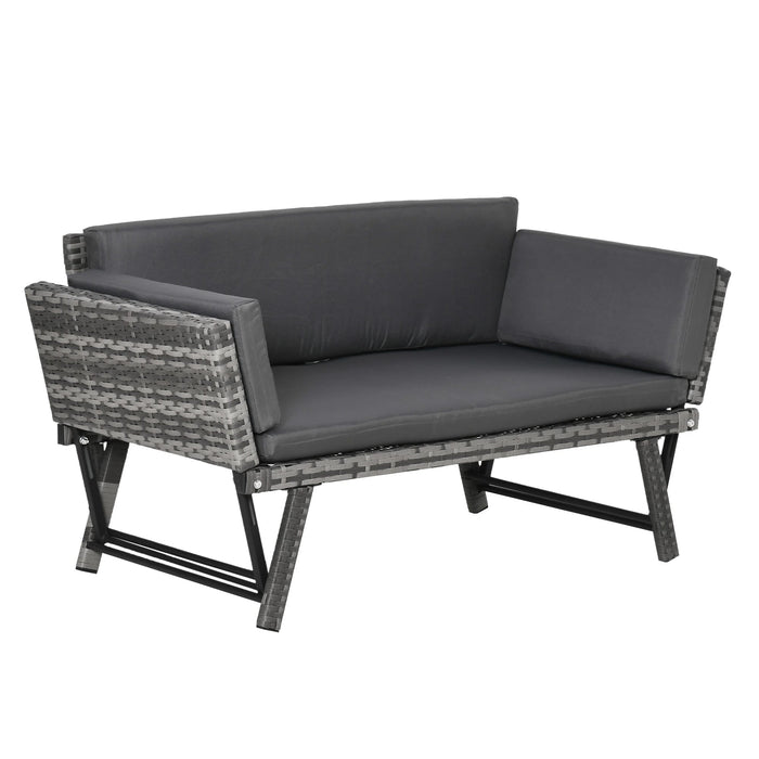 Pending - Aosom Outsunny Convertible Wicker Loveseat Grey Patio Chaise Lounge - Available in 3 Colours