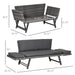 Pending - Aosom Outsunny Convertible Wicker Loveseat Grey Patio Chaise Lounge - Available in 3 Colours