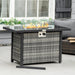 Pending - Aosom Outsunny Propane Fire Pit Table 43" Outdoor Square Fire Table, 50,000 Btu Pulse-Ignition Wicker Firepit Furniture with Glass Wind Guard, Blue Glass Rock, Csa Certification, Coffee - Available in 4 Colours