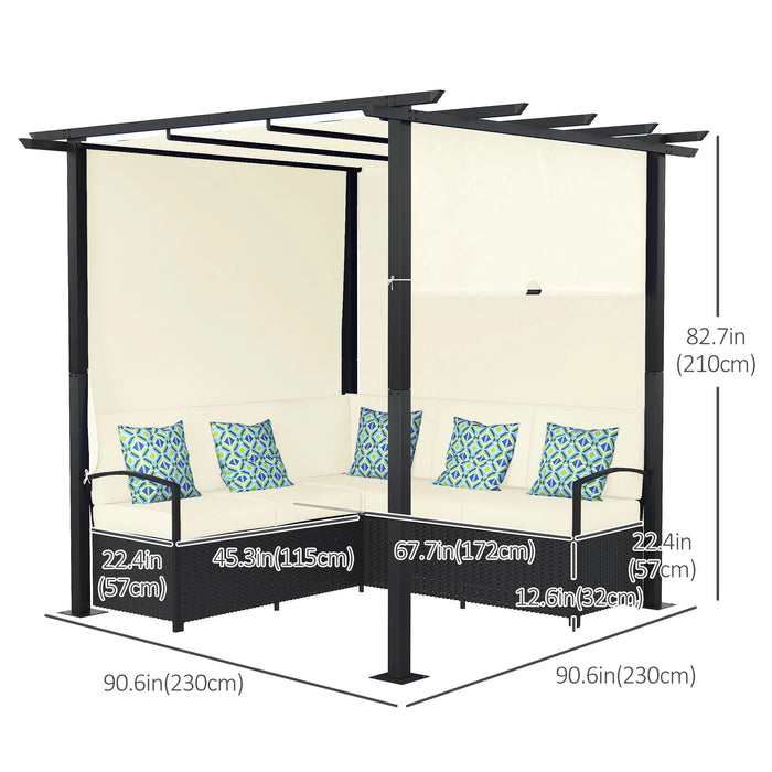 Pending - Aosom Outsunny Wicker Patio Furniture, Outdoor Pe Rattan Sofa Set with Retractable Canopy Pergola, Shade Shelter For Deck, Pool, Garden, Terrace, Grey - Available in 4 Colours