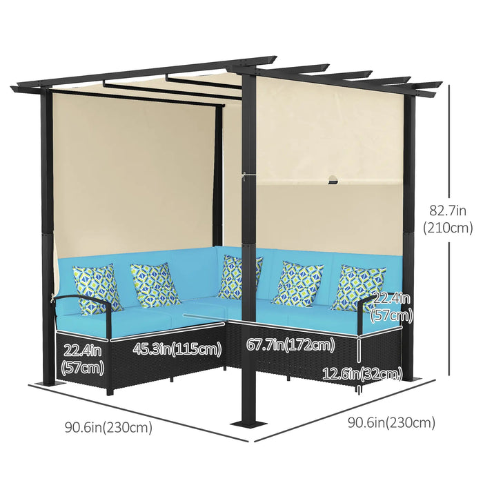 Pending - Aosom Outsunny Wicker Patio Furniture, Outdoor Pe Rattan Sofa Set with Retractable Canopy Pergola, Shade Shelter For Deck, Pool, Garden, Terrace, Grey - Available in 4 Colours