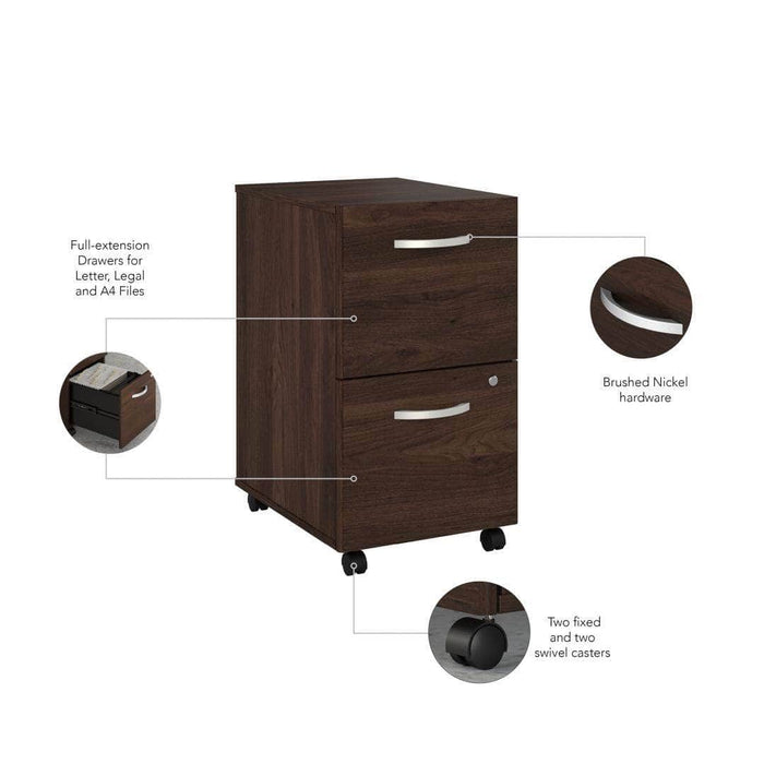 Pending - Bestar File Cabinet Zaniah 2 Drawer Mobile File Cabinet - Available in 3 Colours