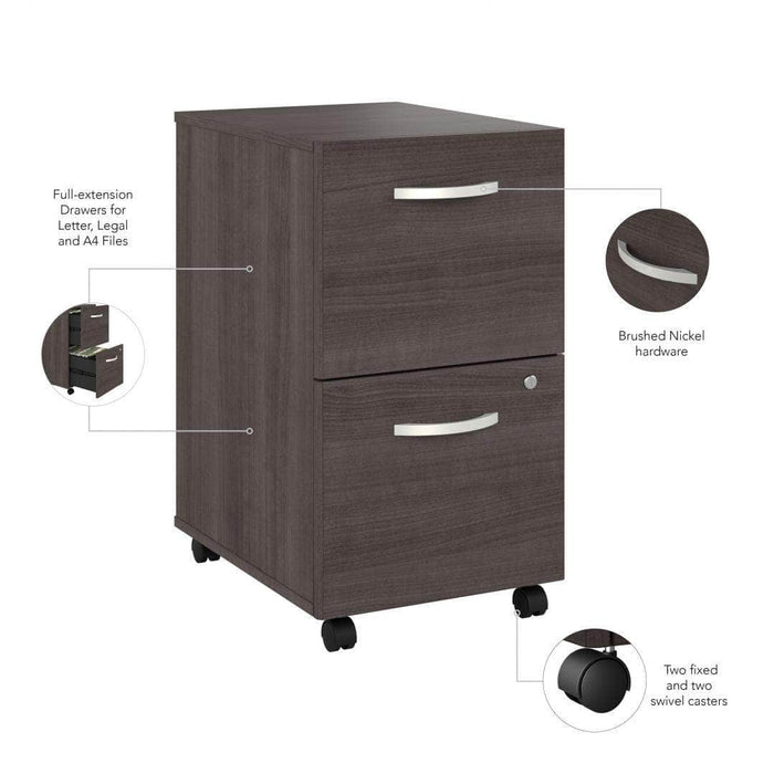 Pending - Bestar File Cabinet Zaniah 2 Drawer Mobile File Cabinet - Available in 3 Colours