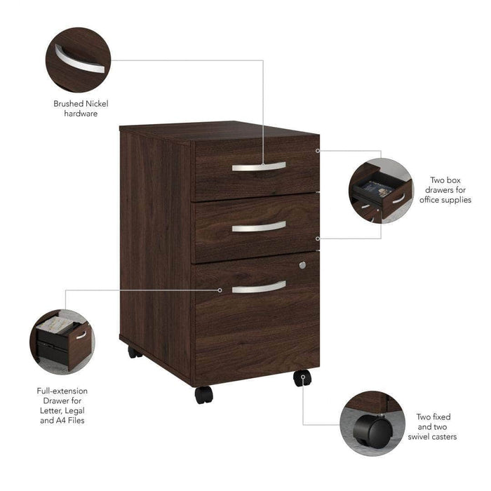 Pending - Bestar File Cabinet Zaniah 3 Drawer Mobile File Cabinet - Available in 3 Colours