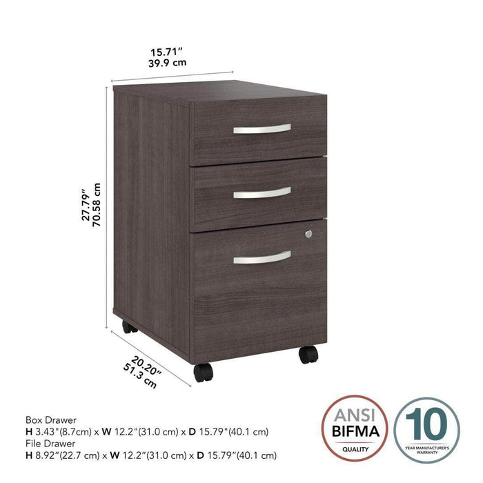 Pending - Bestar File Cabinet Zaniah 3 Drawer Mobile File Cabinet - Available in 3 Colours