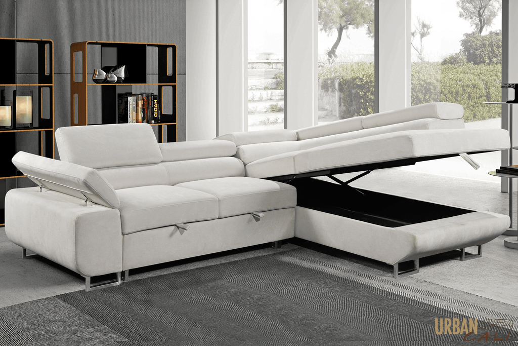 Sectional Sofas In Canada Wholesale Furniture Brokers Canada   Pending Urban Cali Hollywood Sleeper Sectional Sofa Bed With Adjustable Headrests And Storage Chaise In Ulani Cream 30665689268286 1024x684 