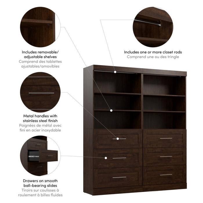 Pur 72W Closet Organization System with Drawers - Available in 4 Colours