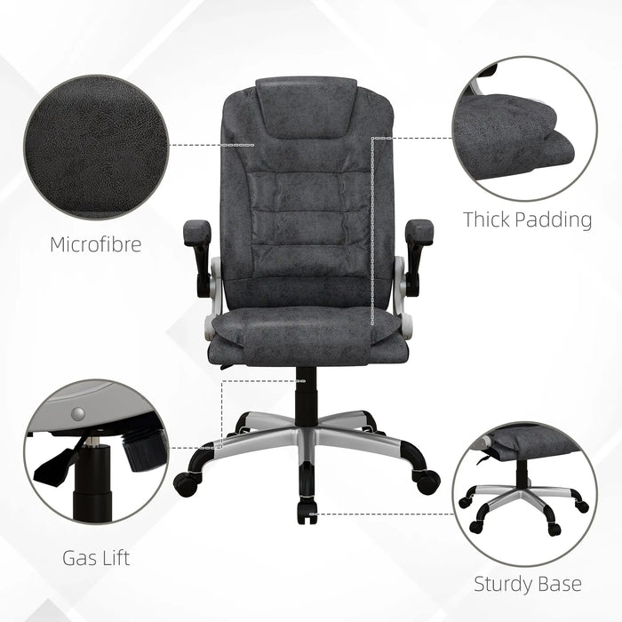 Aosom Vinsetto Heavy Duty Microfibre office Chair in Big and Tall Computer Chair with Flip-Up Arm in 400Lbs in Charcoal Grey