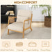 Aosom Homcom Fabric Lounge Chair, Velvet Armchair, Retro Accent Chair with Wood Legs and Thick Padding For Bedroom in Beige