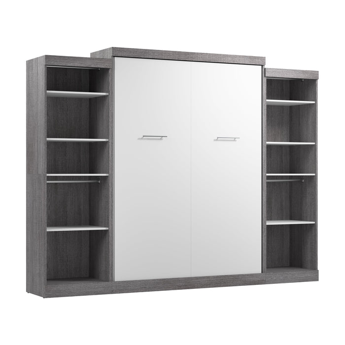 Modubox Nebula Queen Murphy Bed with 2 Closet Organizers (115W) in Bark Grey & White